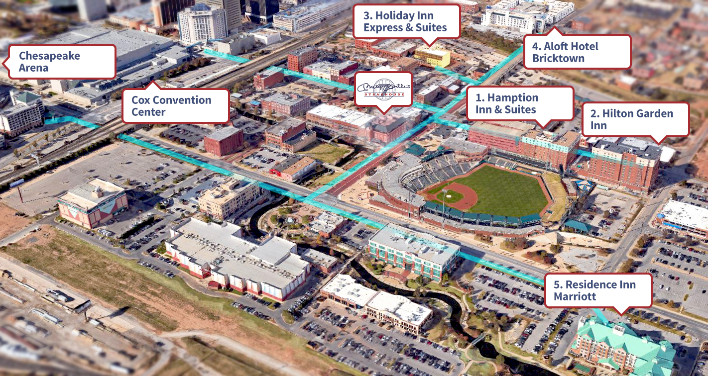Okc Bricktown Hotel Map Mickey Mantles 
