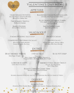 Mickey's VDAY MENU 2018